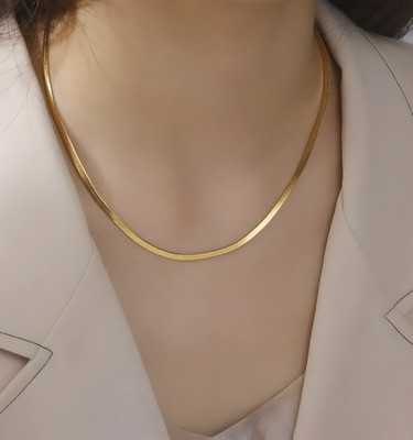 Minprice Waterproof Anti Tarnish Snake Design 3mm Gold Plated Neck Chain Stainless Steel Chain