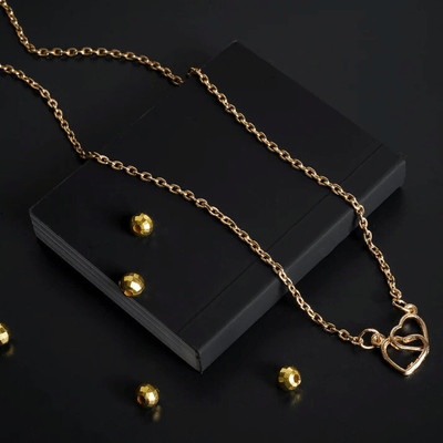 Opus Gems Heart with Heart chain pendant Gold-plated Plated Alloy Chain