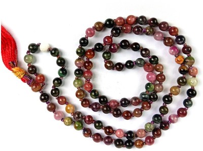 CRYSTU Multi Tourmaline 6 mm 108 Round Bead Jaap Mala/Necklace 66 cm for unisex Tourmaline, Beads, Crystal Crystal Chain