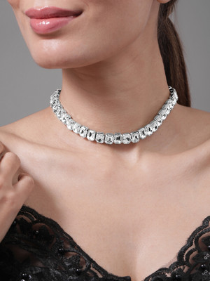 RUBANS Zircon Silver Plated Brass Necklace