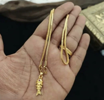 Labhumaa Fish Pendant with Impon chain Gold-plated Plated Brass Chain | Pendal Chain Gold-plated Plated Alloy Chain