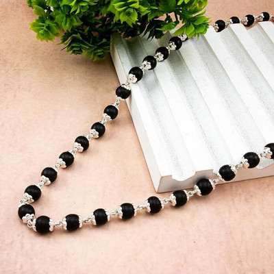 Divine rudras UGANTA Karungali Kattai Copper Cap Beads Mala (8MM) Wood Necklace