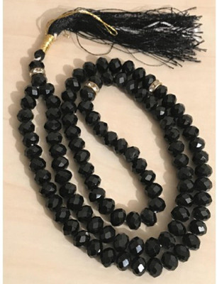 MOMIN BAZAAR Black 8 MM CRYSTAL TASBEEH MUSLIM PRAYER BEADS Beads Crystal Chain