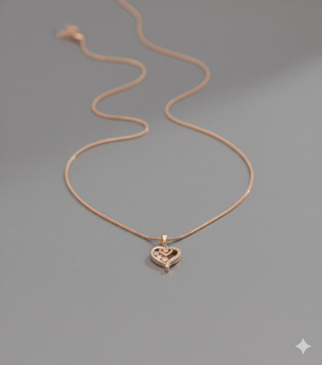 Gleve Stylish & Partywear Heart Pendant Necklace Chain For Women -Perfect For Gift Crystal Gold-plated Plated Stainless Steel Necklace