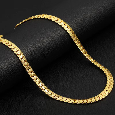 Vivity Heavy 5.5 mm 1 gram 18k Golden Festive Party Special Latest Fashion Stylish 22k Gold-plated Plated Stainless Steel Chain