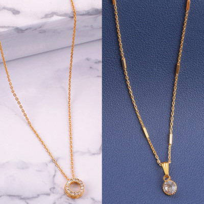 BOGHRA SALES Diamond Gold-plated Plated Alloy Chain Set
