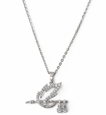 Silberry Silver Deity Spirit Pendant with Chain Cubic Zirconia Rhodium Plated Sterling Silver Necklace
