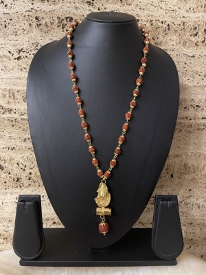 Digital Dress Room Gold Plated Rudraksha Mala Mens Jewelry Lord Shiva Big Locket Design Necklace Gold-plated Plated Brass Chain