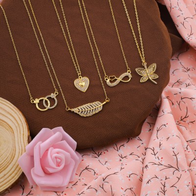 Delfa Clothing Delfa Combo Of 5 Necklaces Chain For Girls And Womens Gold-plated Plated Alloy Necklace