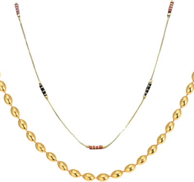 AanyaCentric 22inches Long Combo of 2 Gold-plated Plated Brass Chain