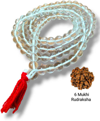 Vanishree World Top quality Real 108+1 Beads Sfatic Mala free 6 mukhi nepali rudraksha Crystal Stone, Crystal Chain
