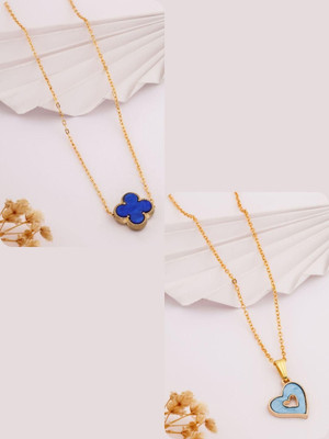 Dressberry SET OF 2 PENDANT CHAIN FOE GIRLS AND WOMEN Gold-plated Plated Brass Necklace Set