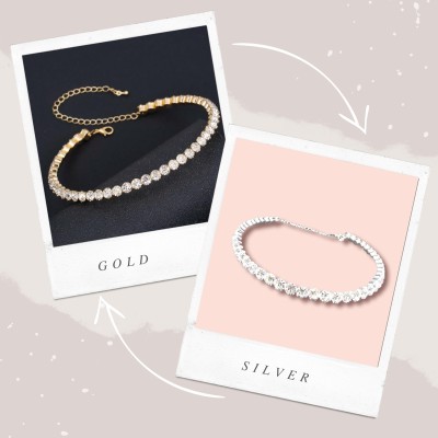 Happy Jewellery Diamond Gold-plated, Silver Plated Brass, Crystal, Alloy Choker