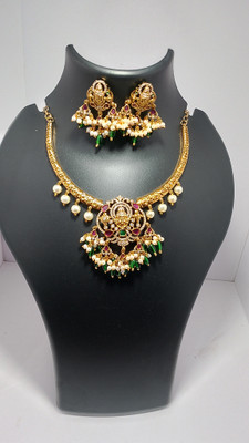 JWF Brass Gold-plated Green, Gold, White Jewellery Set(Pack of 2)