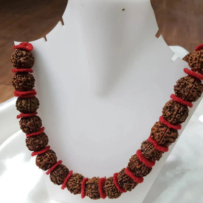 Rudraksham 5 Mukhi Nepali Rudraksha Kantha Mala (54+1) Wood Chain