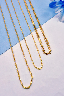 Divyanshi Collection Combo Of 3 Stylish One Gram Gold Plated Designer Chain Gold-plated Plated Brass Chain