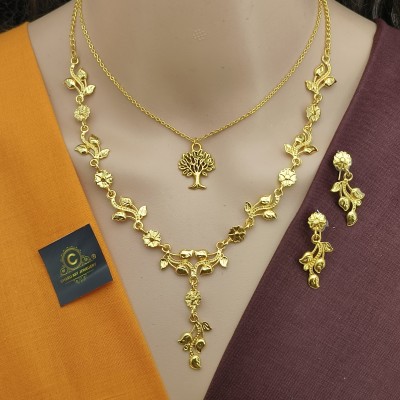CHARLI ART JEWELLERY Fancy Micro Gold Plated 2 Pices Combo For All Age Girls And Woman. Gold-plated Plated Alloy Chain