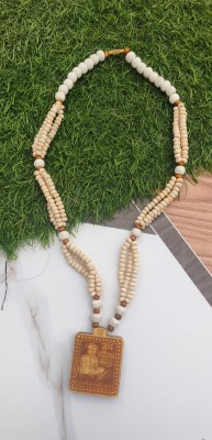 SHIVA Tulsi Mala Original Natural Wood Bageshwar dham hanuman ji Tulsi Kanthi Mala Beads Wood Chain Set