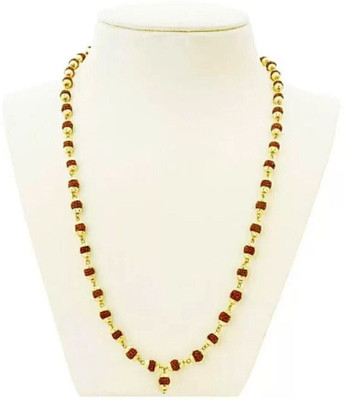 RIYAASHI 5 Mukhi natural Shiv Rudraksha mala Gold plated chain for men women Gold-plated Plated Brass Chain