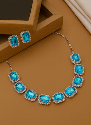 shankhraj mall Metal Silver Blue Jewellery Set(Pack of 1)