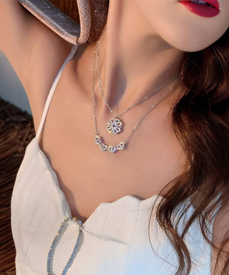 JUMSA Jumsa Exclusive Rose Gold Plated Heart Magnet Necklace Crystal Gold-plated Plated Brass Chain