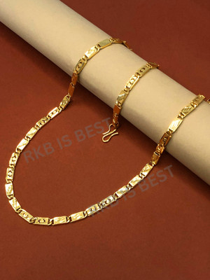 RKB SALES 1 gram High Quality Gold Plated Gold Chain 20 inch for Men and boy Gold-plated Plated Alloy Chain