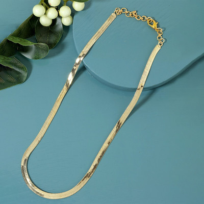 Dressberry Trendy Gold-Plated Sleek Flat Chain Necklace for Women and Girls Gold-plated Plated Alloy Chain