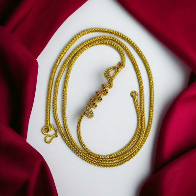 KAVY JEWELLRY Traditional 1 Gram Gold Plated 24 Inch Long Ball Cobra Chain For Women/Girls. Cubic Zirconia Gold-plated Plated Brass Chain