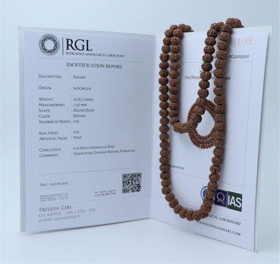 ShivaRatna ShivaRatna Rudraksha Mala 108+1 Beads (Pathri Mala/Chikna Mala) Lab Certified Rudraksha Chain