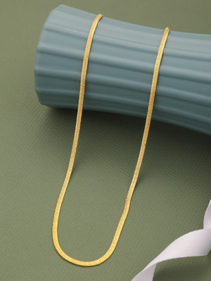 Adoxy SHORT SIZE 21 INCH gold plated flat chain for men women Gold-plated Plated Alloy Chain