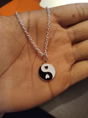 YOGAPLUS Silver Plated Yin Yang Stylish Pendant Necklace Stianlesssteel chain for Couples Sterling Silver Plated Metal Chain Set