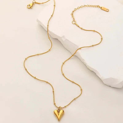 Gleve Winnifred Anti Tarnish Stainless Steel Gold Heart Nacklace Gold-plated Plated Stainless Steel Necklace
