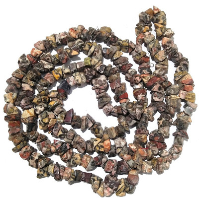 CRYSTU Natural Leopard Jasper Chips Beads Mala/Necklace 81.2 cm for Unisex Beads, Crystal Crystal Chain
