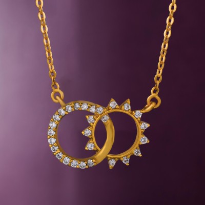 SORELLII Sun and Moon Eternity Golden Necklace with Stones Cubic Zirconia Gold-plated Plated Copper Necklace