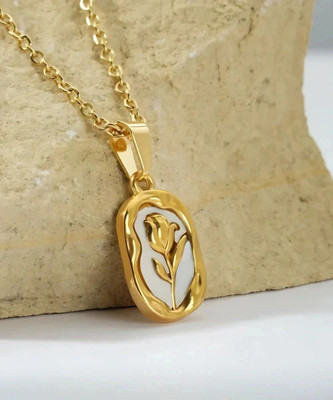 Lady Raiment Anti-Tarnish Beads Dots Chain with flower Design Pendent for women Stylish Gold-plated Plated Stainless Steel Chain