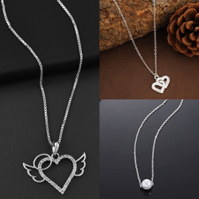 BOGHRA SALES Diamond, Crystal Silver Plated Sterling Silver, Alloy Chain