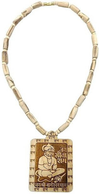 Dev Samagri Original Shri Bageshwar Dham Tulsi Kanthi Mala with Tulsi Hanuman ji Locket Wood Chain