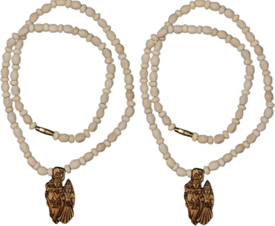 Foxdean ABHIMANTRIT-Bageshwardham Mala Tulsi Mala Wood Necklace