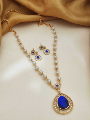 kriu Alloy Gold-plated Blue Jewellery Set(Pack of 1)