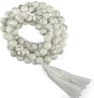 REIKI CRYSTAL PRODUCTS Howlite 10 mm 66 Round Bead Jaap Mala/Necklace 66 cm for unisex Beads, Onyx, Crystal Crystal Chain