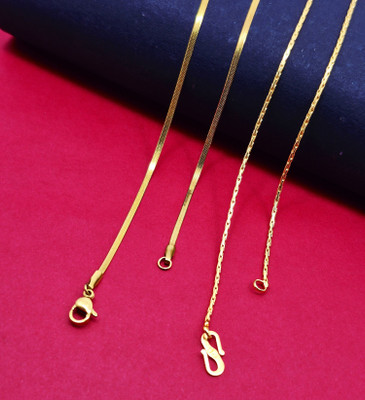 Divyanshi Collection Combo Of 2 Stylish One Gram Gold Plated Designer Chain Gold-plated Plated Brass Chain