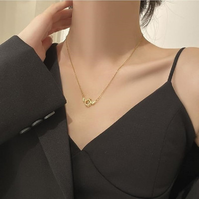 TVI Moving Crystal Angel Wings Necklace Gold-plated Plated Alloy Necklace