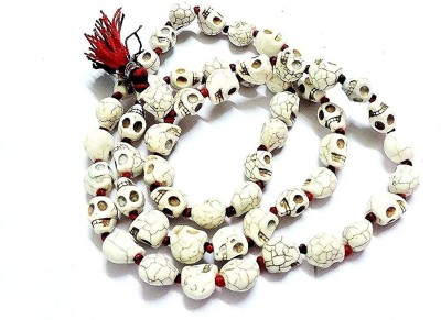 GODHEAD Mund Mala Stone Carved Beads Indian Goddess Kali Prayer Mala (White) Shell Chain