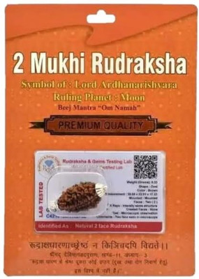 The Vaidik 2 Mukhi Rudraksha Brown Certificate Lab Test with Metal Silver Capping Silver Wood Pendant
