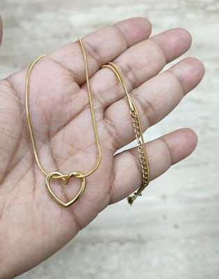 Gleve Gleve Anti Tarnish Stainlees Steel Gold Delicate Heart Necklace Crystal Gold-plated Plated Stainless Steel Necklace