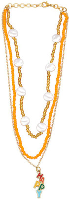 Dressberry Trendy Multilayer Beaded Chain Necklace Beads Gold-plated Plated Brass Chain