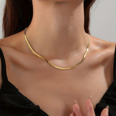 AMRHA Snake Chain Design for Women's Trend Lightning Gold-plated Plated Stainless Steel Chain