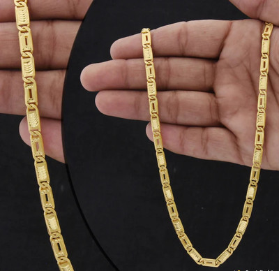 Kanibhashi 1 gram High Quality Indian Polished “20” Inches Gold Chain for Men and boy Gold-plated Plated Alloy Chain