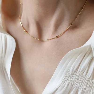 Gleve Gleve Anti Tarnish Stainless Steel Gold Necklace Crystal Gold-plated Plated Stainless Steel Necklace