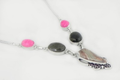 AAR Jewels Necklace Agate Silver Plated Brass Necklace